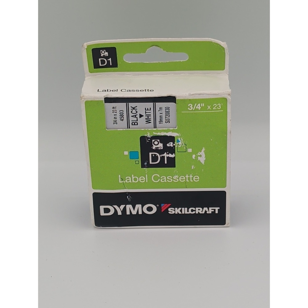 DYMO Skilcraft 45803 3/4" x 23' Black on White D1 Label Cassette Refill S0720830